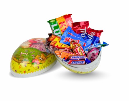 Påskeegg 18cm med innpakkede biter